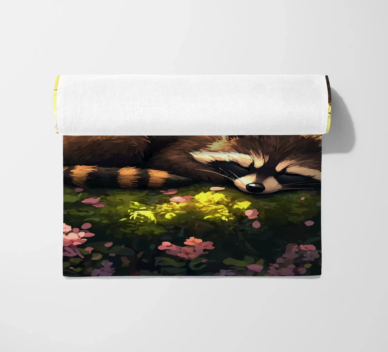 Il procione dorme sotto i fiori di ciliegio telo mare da pixelbull - medieval art and more
