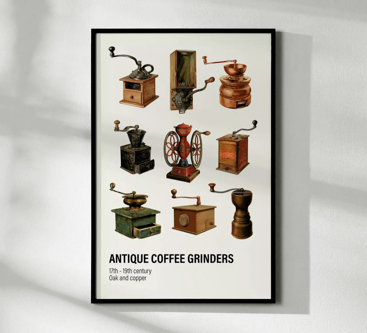 Antique Coffee Grinders poster da Vintage by JUNIQE