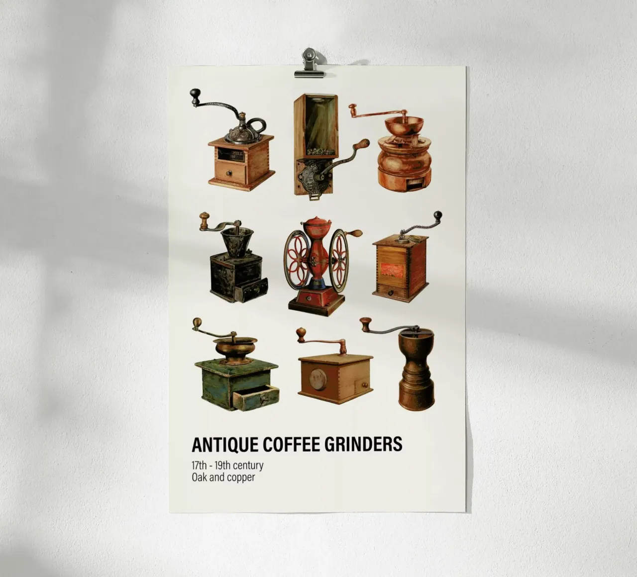 Antique Coffee Grinders poster da Vintage by JUNIQE