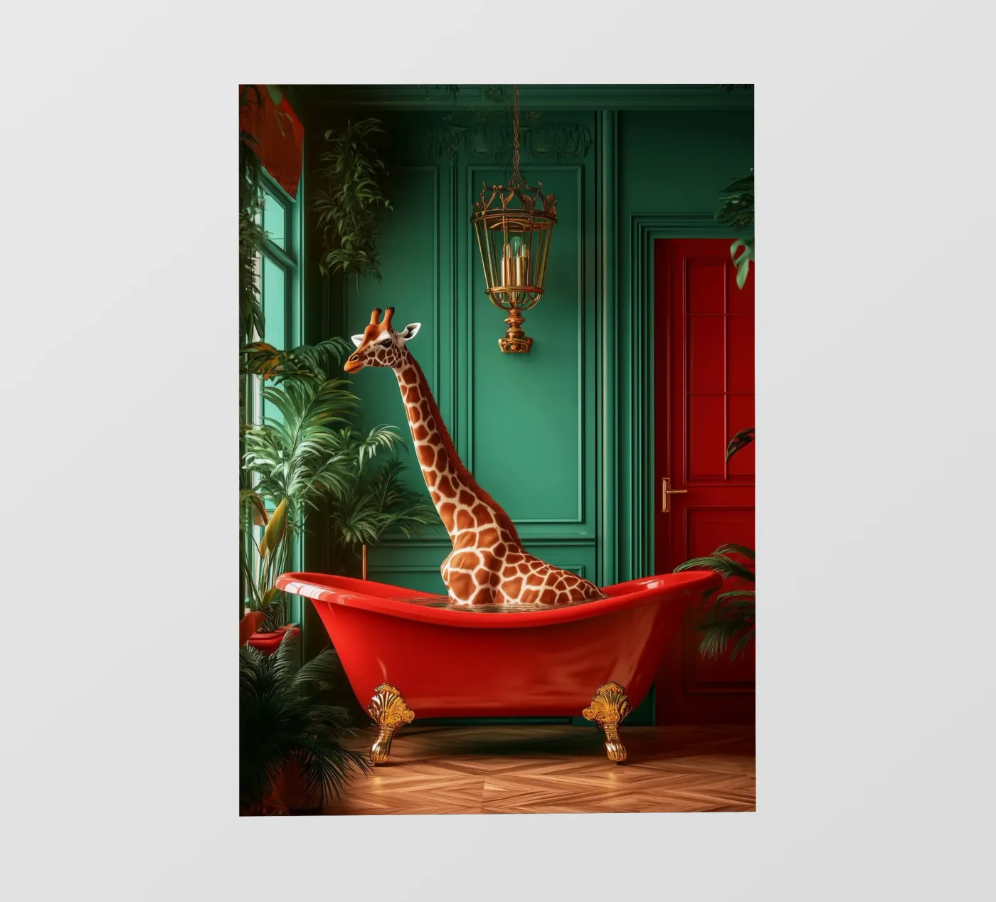 Giraffe fotobehang van Justyna Jaszke JBJart