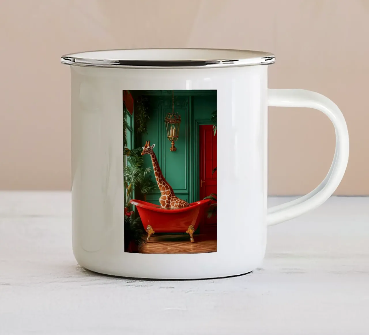 Giraffa tazza in smalto da Justyna Jaszke JBJart