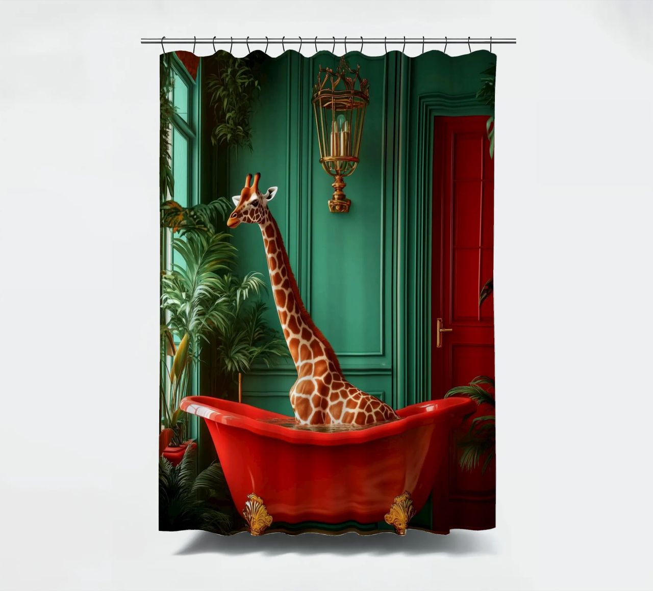 Giraffe shower curtain by Justyna Jaszke JBJart
