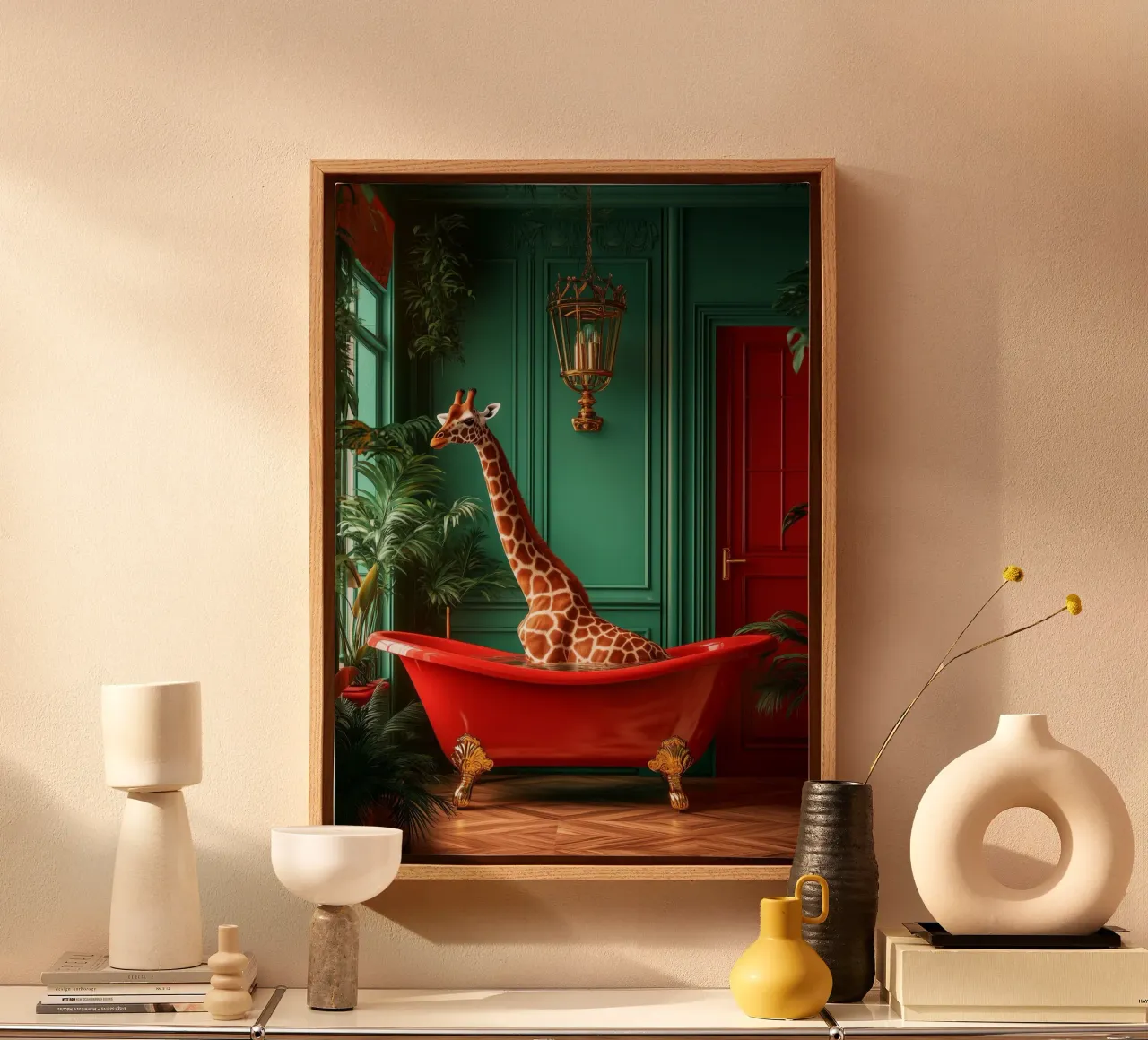 Giraffa tela con Cornice a cassetta da Justyna Jaszke JBJart