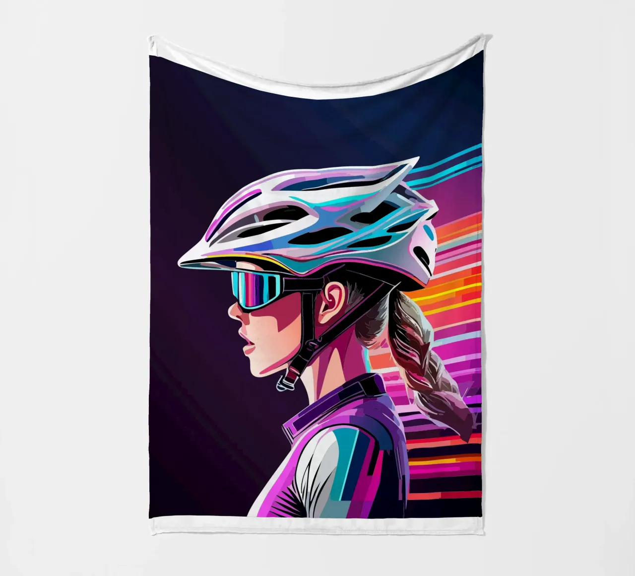 Starkes Rennrad Design – Stilvolle Radfahrerin in Action fleece blanket by Radkunstwerk