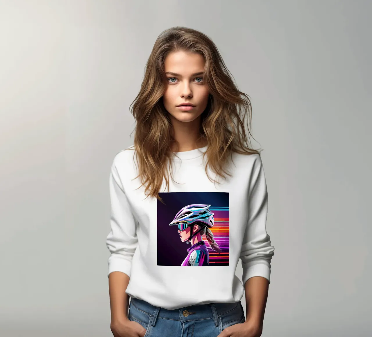 Starkes Rennrad Design – Stilvolle Radfahrerin in Action sweatshirt by Radkunstwerk