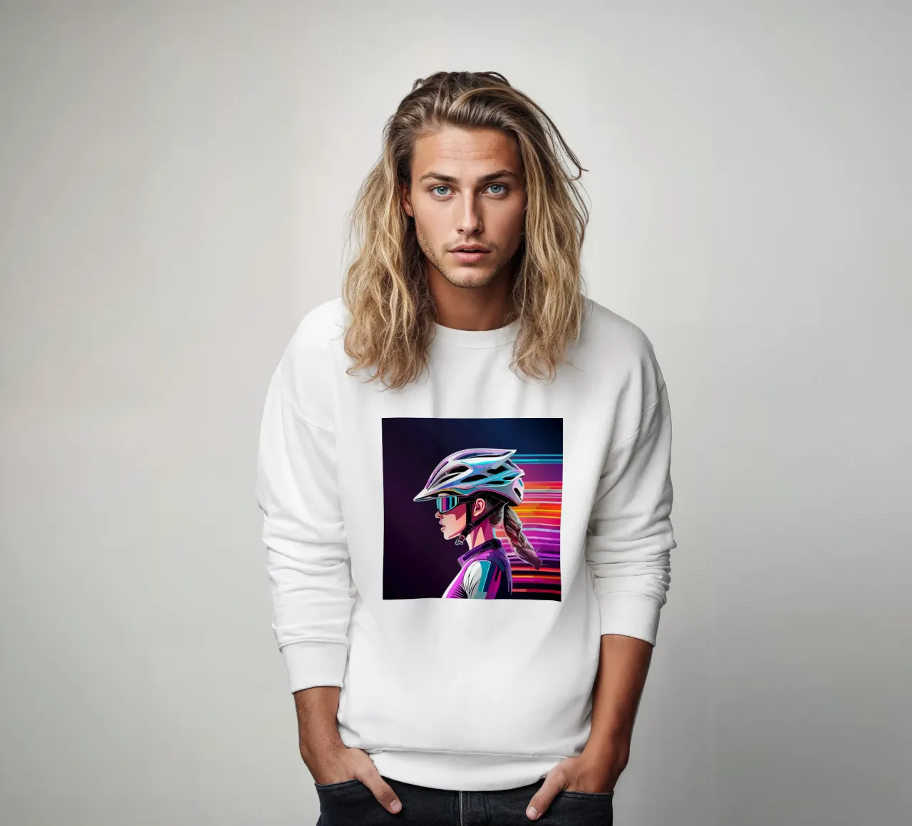 Starkes Rennrad Design – Stilvolle Radfahrerin in Action sweatshirt by Radkunstwerk