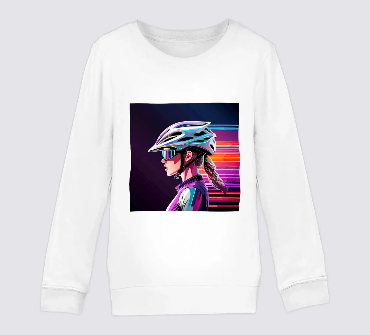 Starkes Rennrad Design – Stilvolle Radfahrerin in Action kids sweatshirt by Radkunstwerk