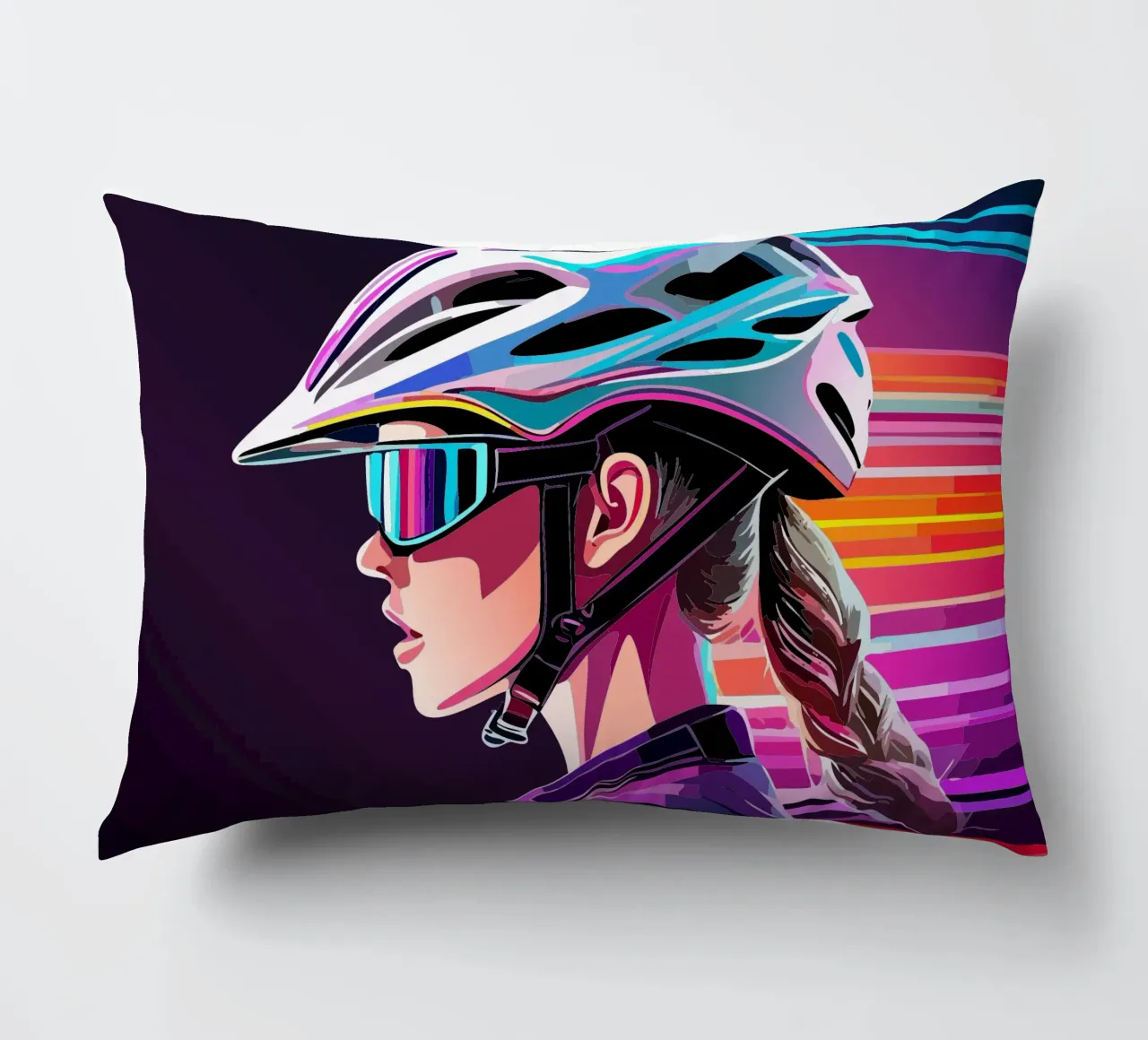 Starkes Rennrad Design – Stilvolle Radfahrerin in Action cuscino da Radkunstwerk