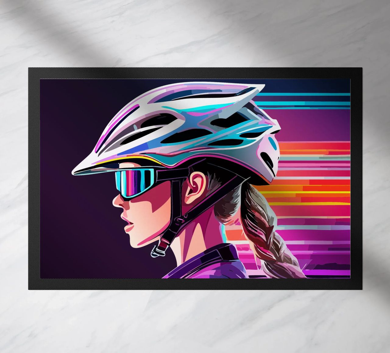 Starkes Rennrad Design – Stilvolle Radfahrerin in Action zerbino da Radkunstwerk