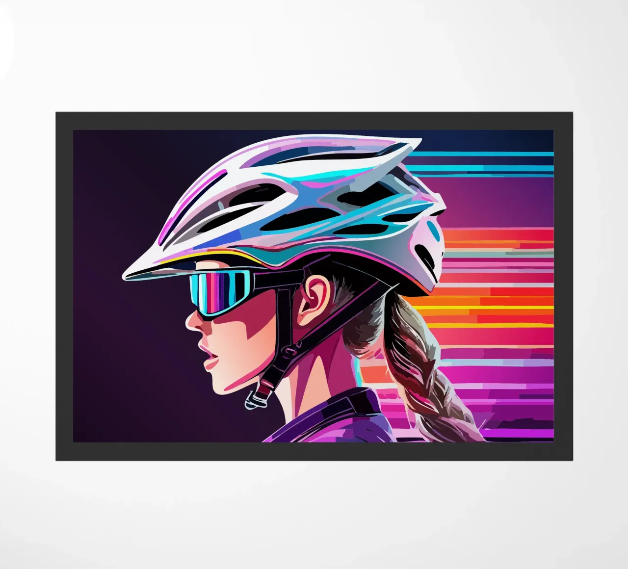 Starkes Rennrad Design – Stilvolle Radfahrerin in Action doormat by Radkunstwerk