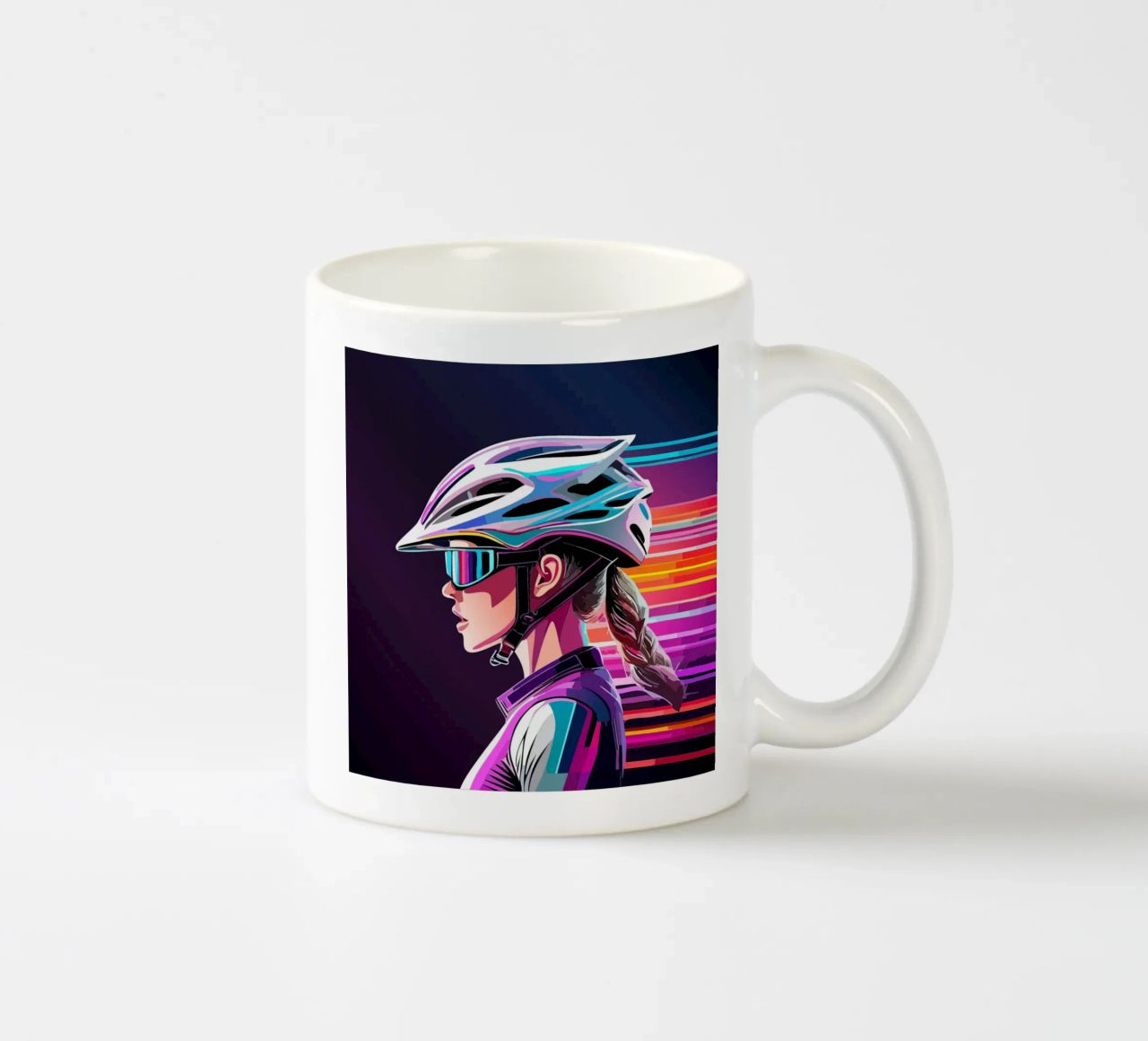 Starkes Rennrad Design – Stilvolle Radfahrerin in Action tazza in ceramica da Radkunstwerk