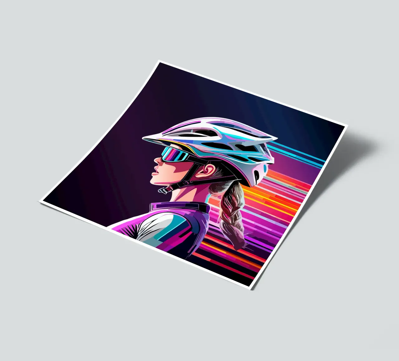 Starkes Rennrad Design – Stilvolle Radfahrerin in Action foglio adesivo da Radkunstwerk