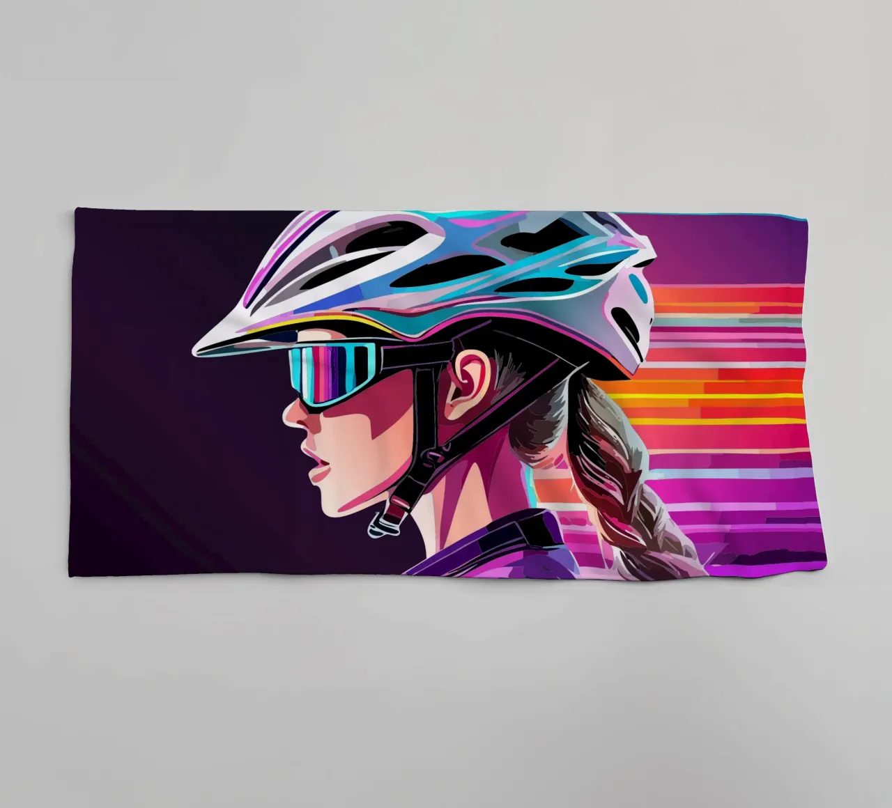 Starkes Rennrad Design – Stilvolle Radfahrerin in Action towel by Radkunstwerk