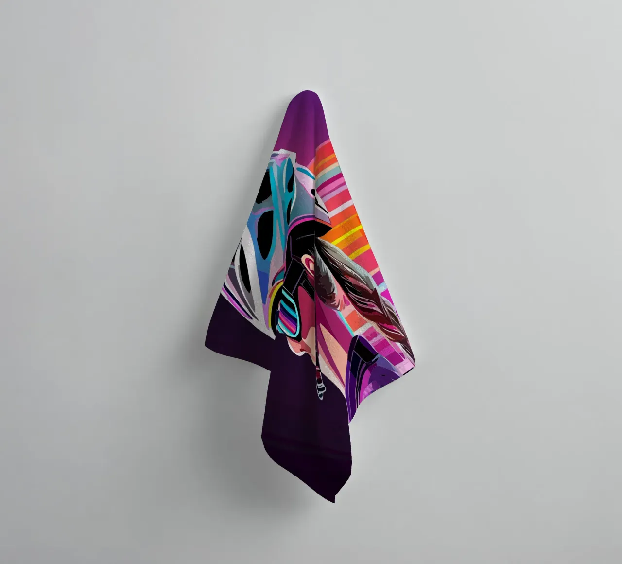 Starkes Rennrad Design – Stilvolle Radfahrerin in Action towel by Radkunstwerk