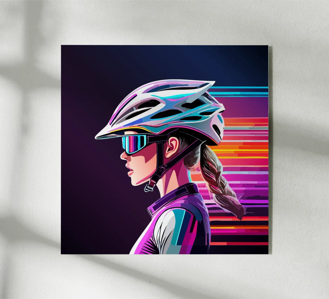 Starkes Rennrad Design – Stilvolle Radfahrerin in Action plexiglass da Radkunstwerk