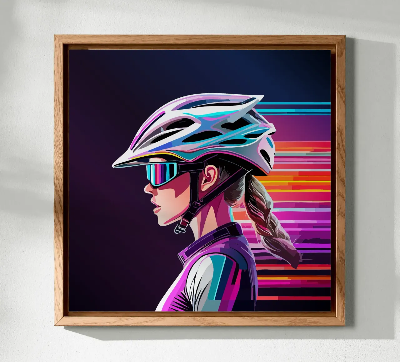 Starkes Rennrad Design – Stilvolle Radfahrerin in Action pannello forex da Radkunstwerk