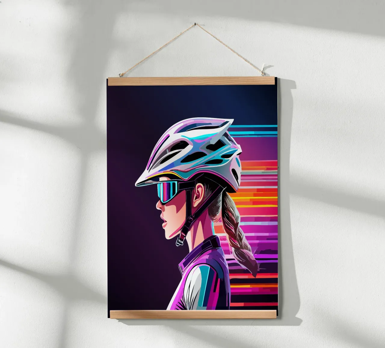 Starkes Rennrad Design – Stilvolle Radfahrerin in Action poster da Radkunstwerk