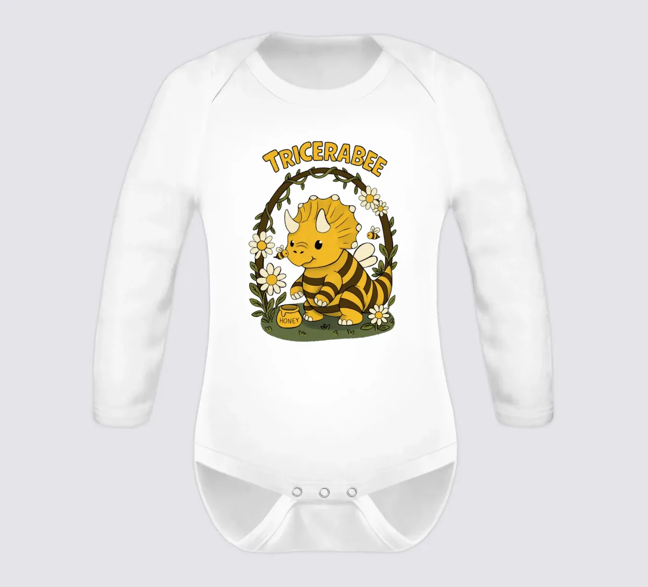 TriceraBee long-sleeve baby romper by Loobs