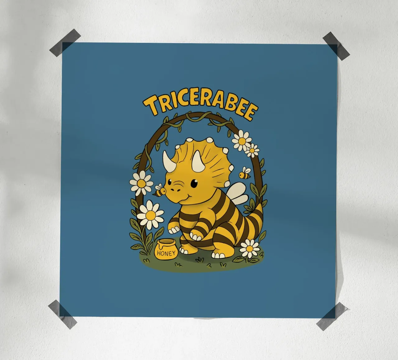 TriceraBee poster con telaio in legno da Loobs