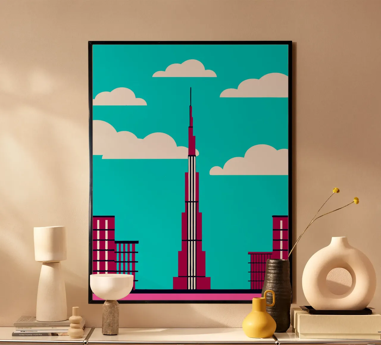 Torre del Burj Khalifa poster con telaio in legno da TODAY'S SHOP