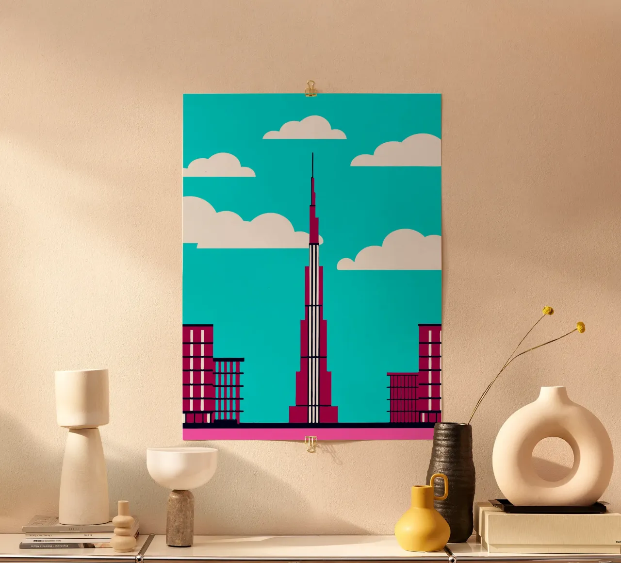 Torre del Burj Khalifa poster con telaio in legno da TODAY'S SHOP