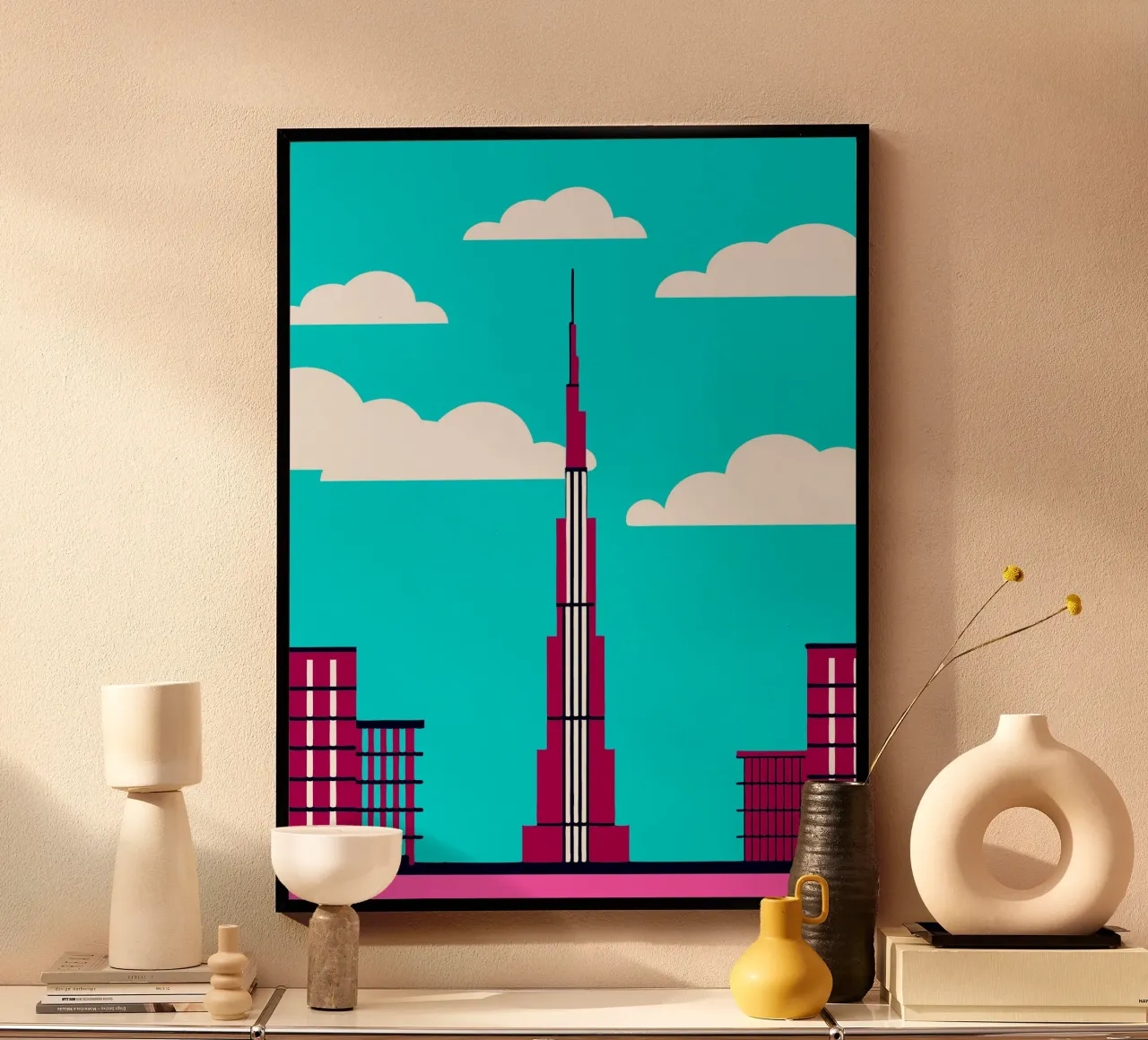 Torre del Burj Khalifa poster con telaio in legno da TODAY'S SHOP