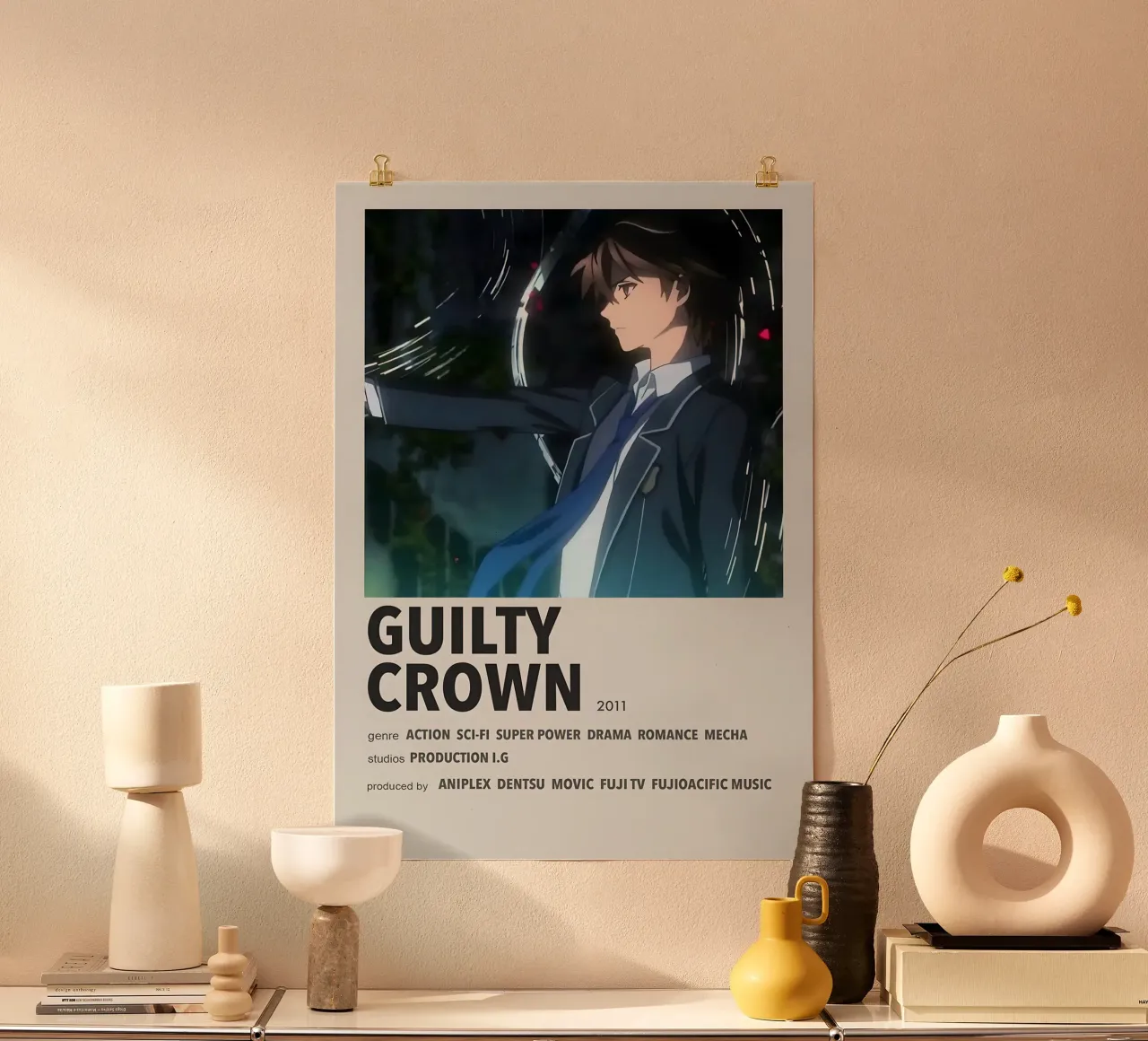 GUILTY  CROWN  2011 poster con telaio in alluminio da Totoya