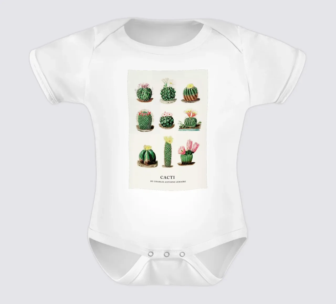Cacti by Charles Antoine Lemaire body neonato maniche corte da Flora & Fauna