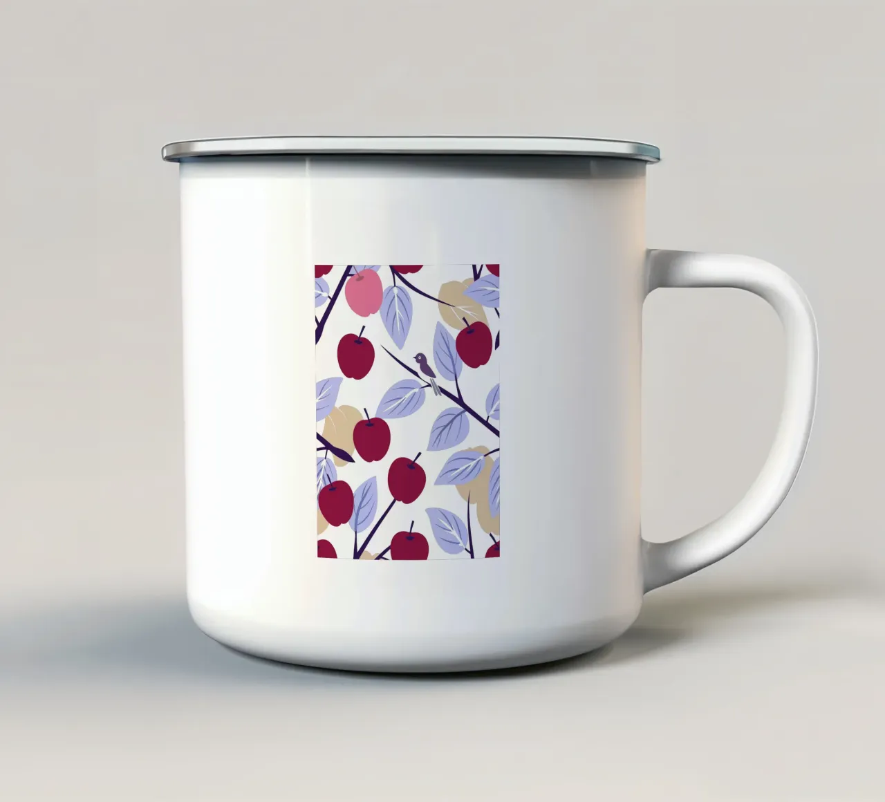 Mela e uccello Pettern tazza in smalto da TODAY'S SHOP