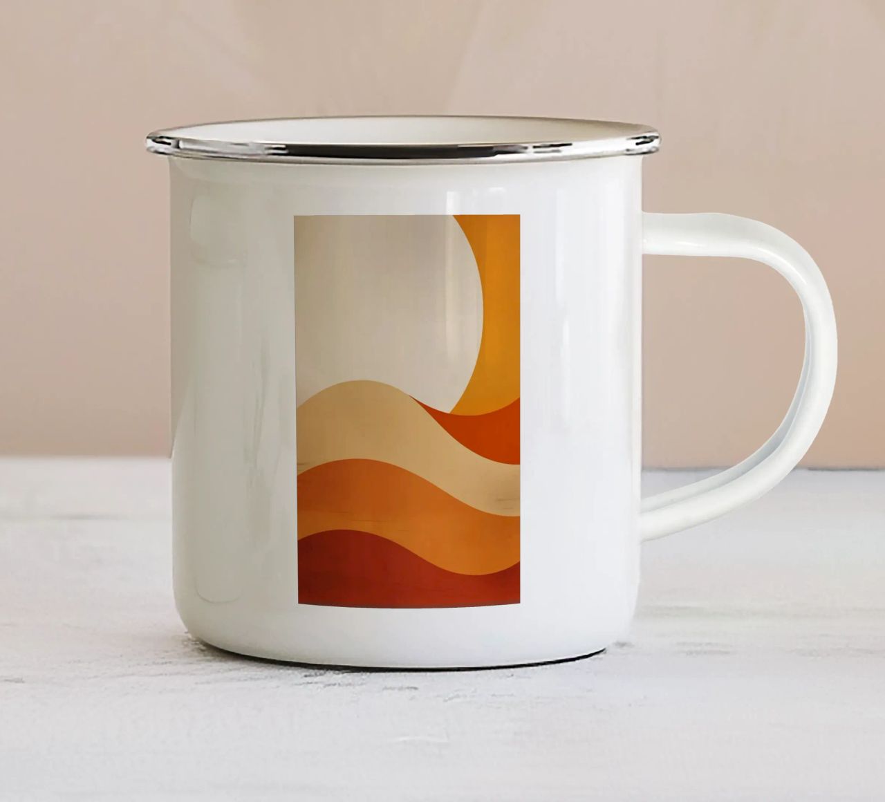 sole linee curve forme semplici geometria tazza in smalto da Perry Kale