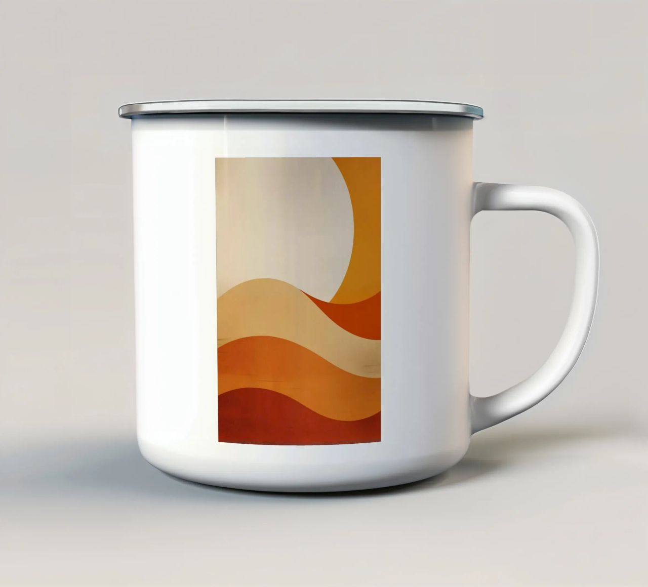 sole linee curve forme semplici geometria tazza in smalto da Perry Kale