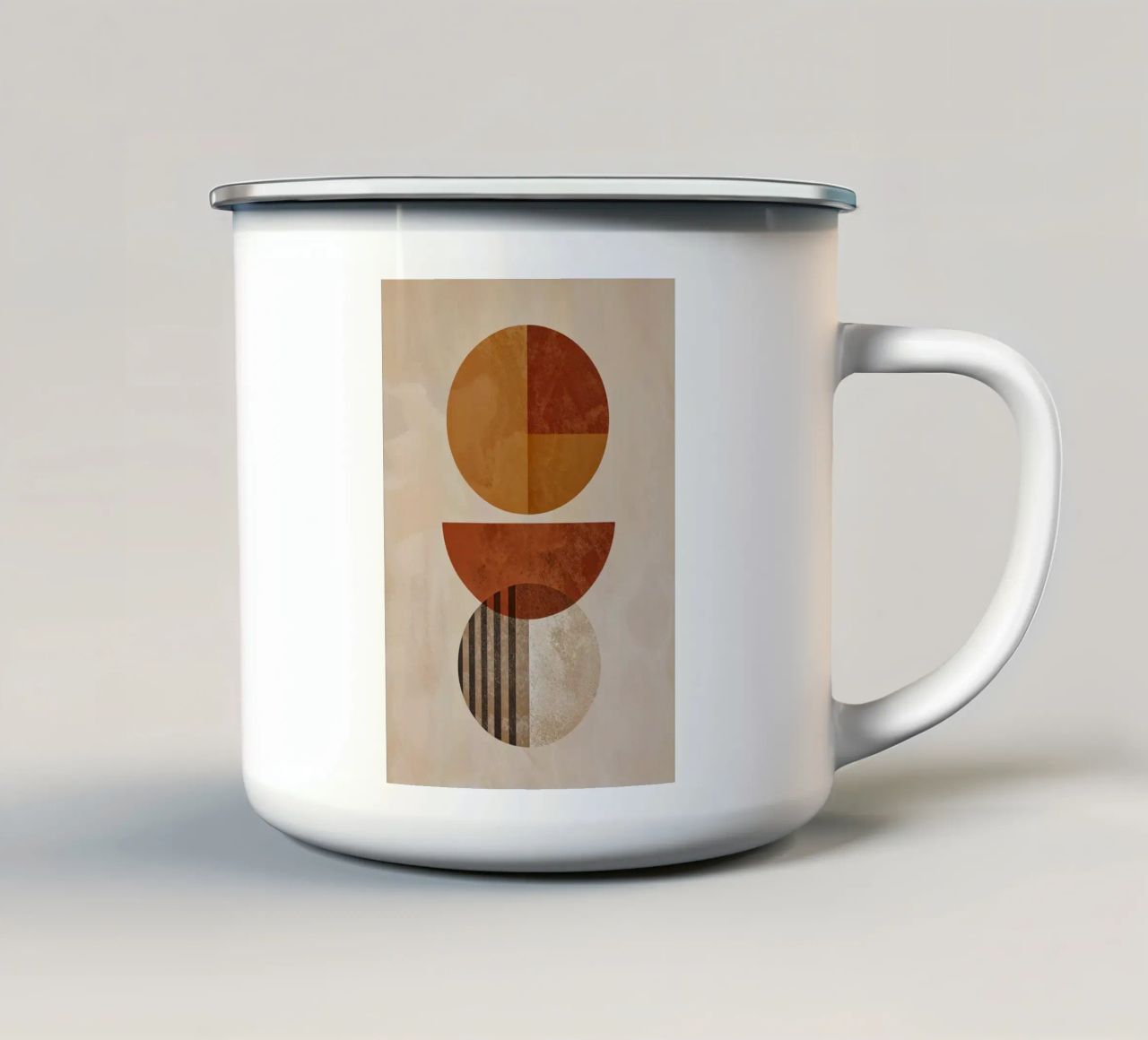 cerchio semicerchio linee strisce motivo geometrico tazza in smalto da Jhon W Caquimbo