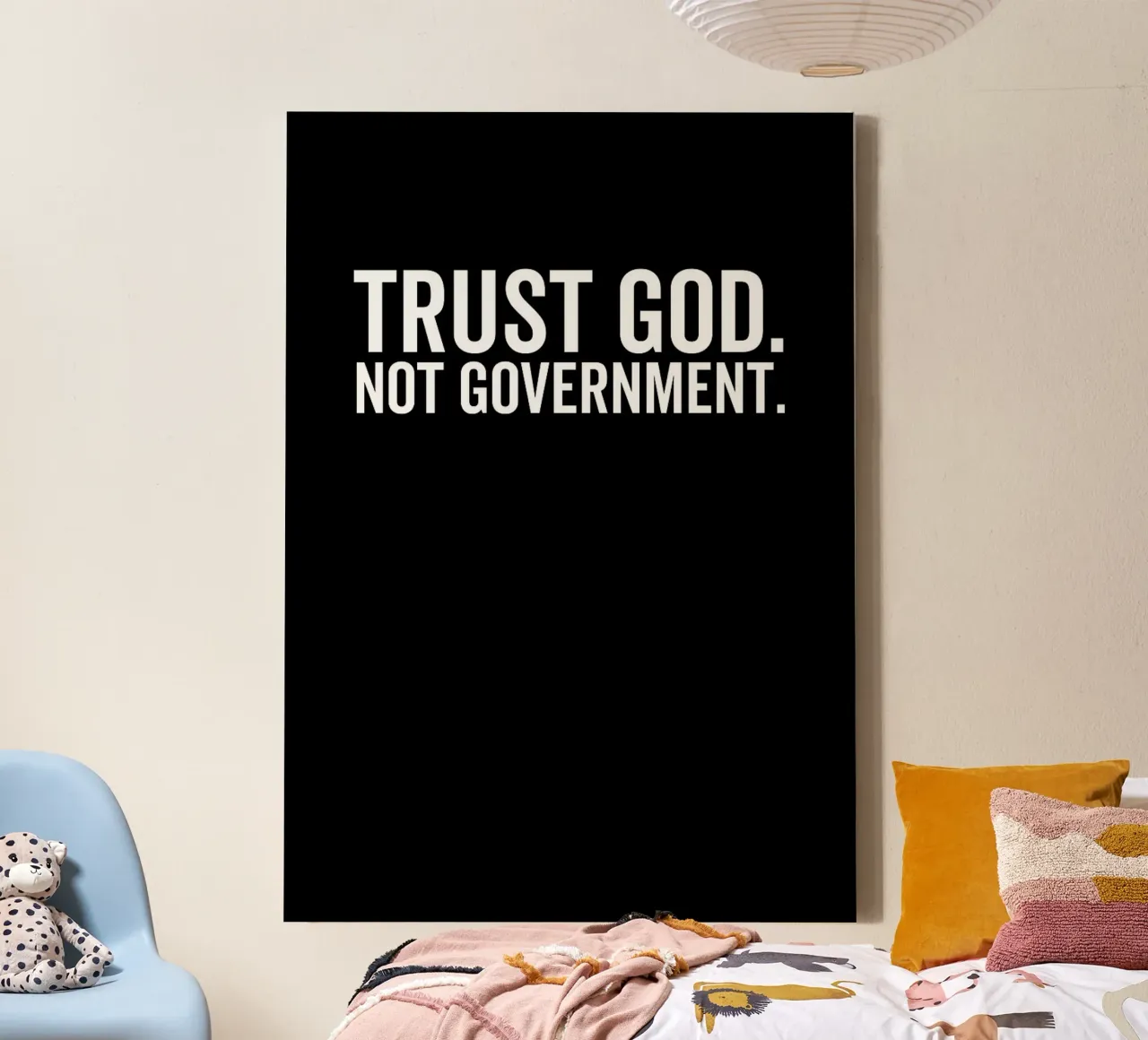Vertrouw op god. tekst statement citaat typografie canvas van Kirsten C Nolan