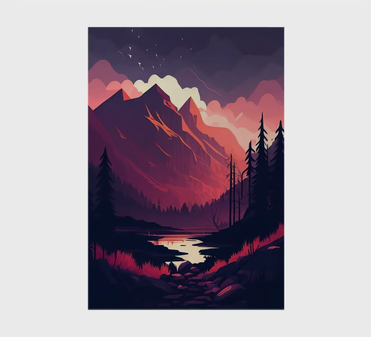 mountains sunset river pine trees clouds notebook by Kirsten C Nolan