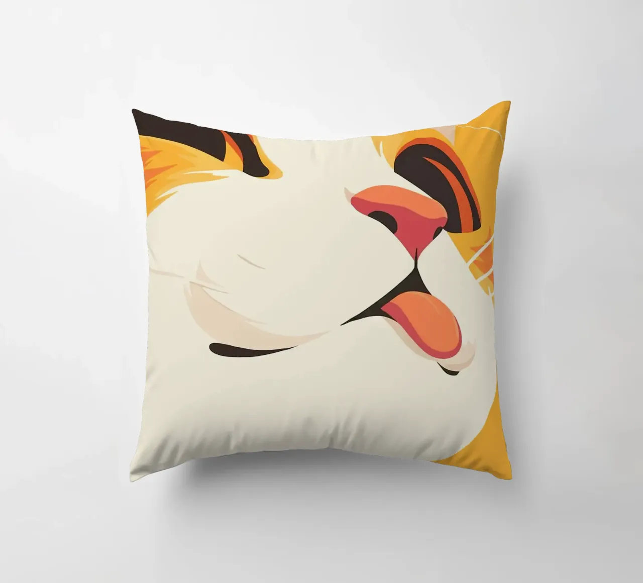 cat tongue whiskers nose ears eyes decorative cushion by Kirsten C Nolan