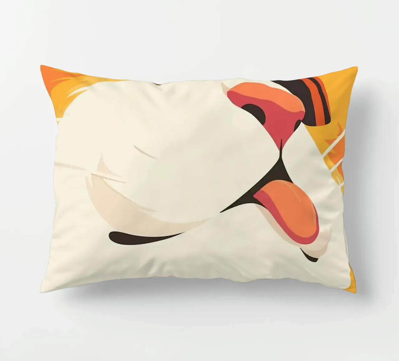 cat tongue whiskers nose ears eyes decorative cushion by Kirsten C Nolan