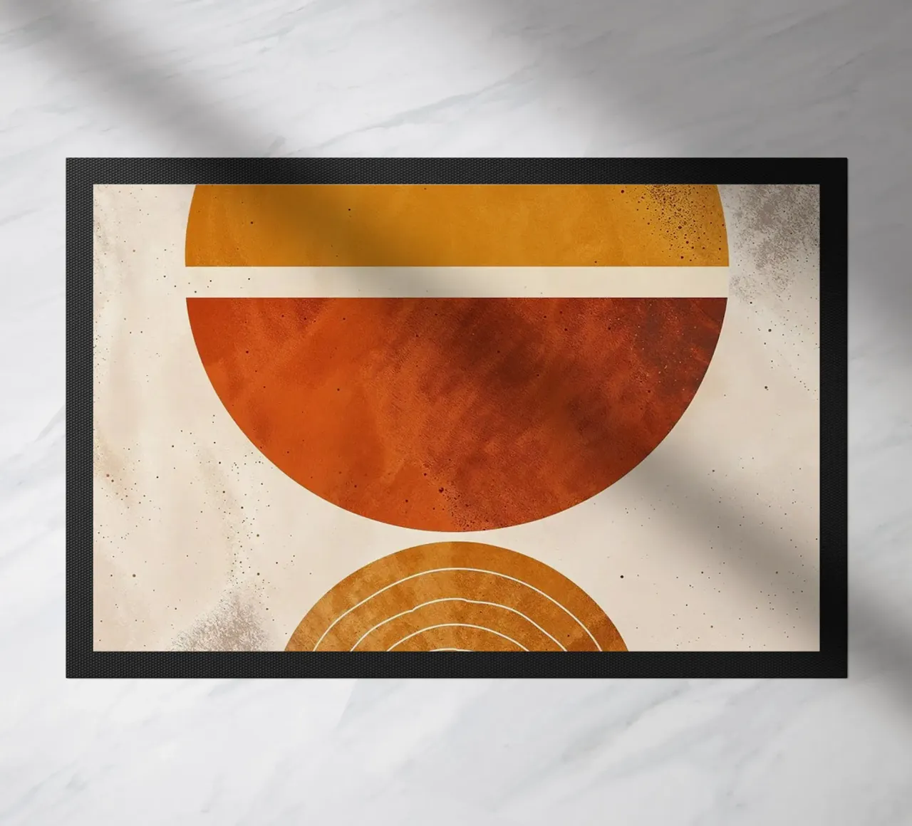 circle half-circle arc line pattern abstract doormat by James Isaac Jackson