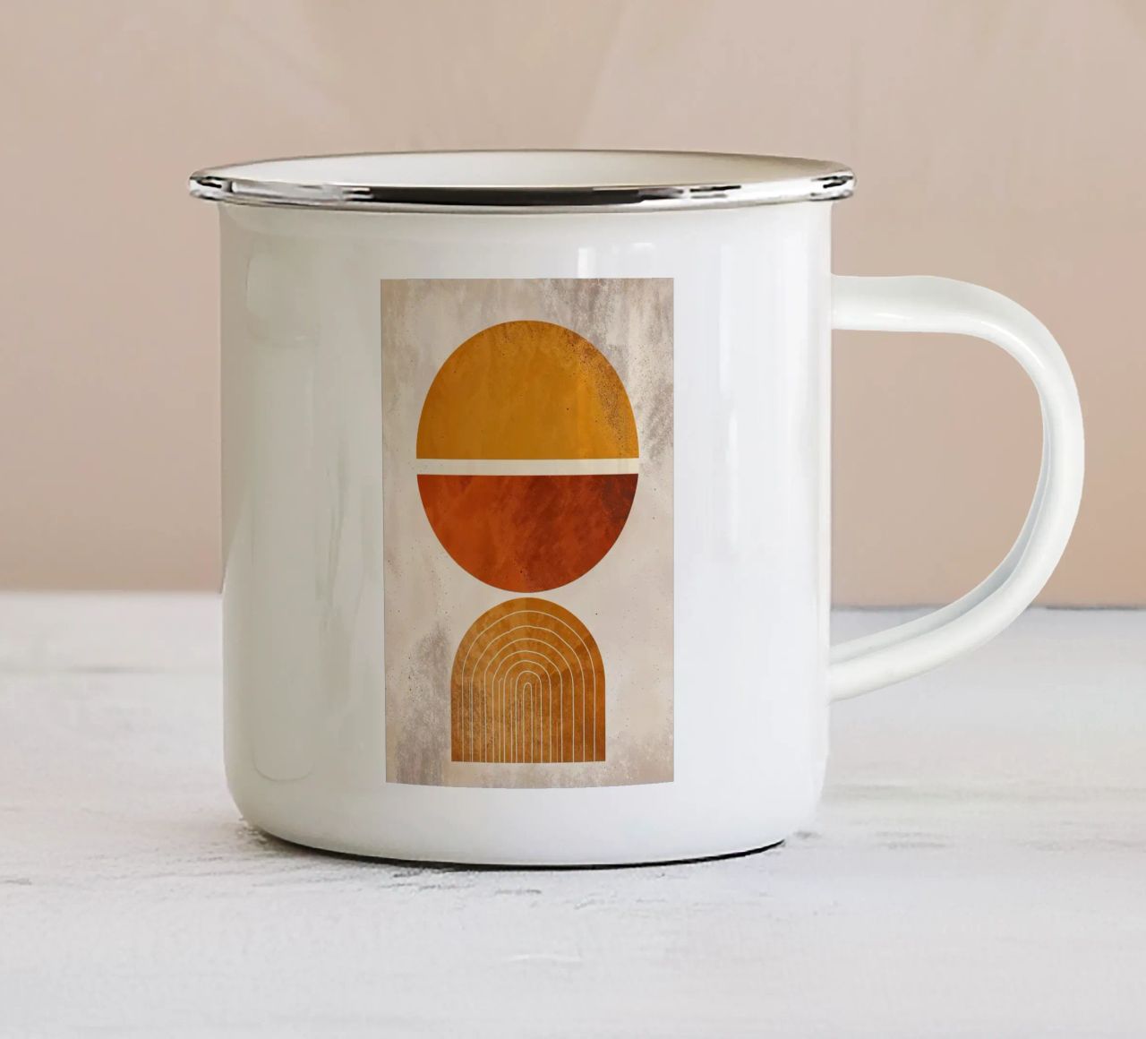 cerchio mezzo cerchio arco linea modello astratto tazza in smalto da James Isaac Jackson