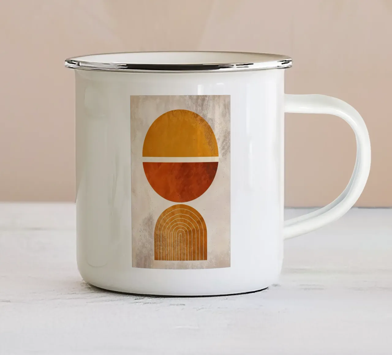 cercle demi-cercle arc de cercle ligne motif abstrait mug en émail de James Isaac Jackson