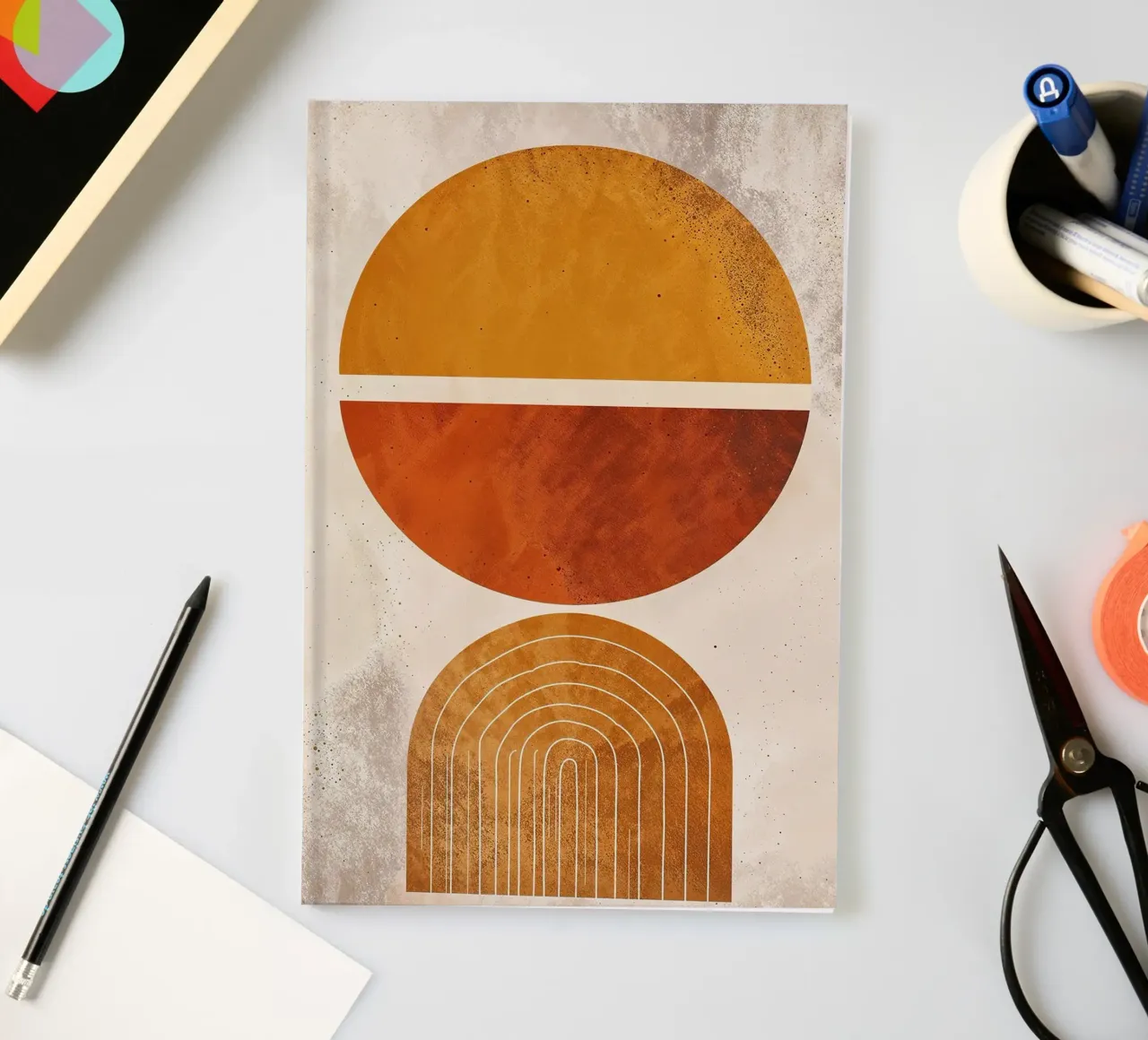 circle half-circle arc line pattern abstract notebook by James Isaac Jackson