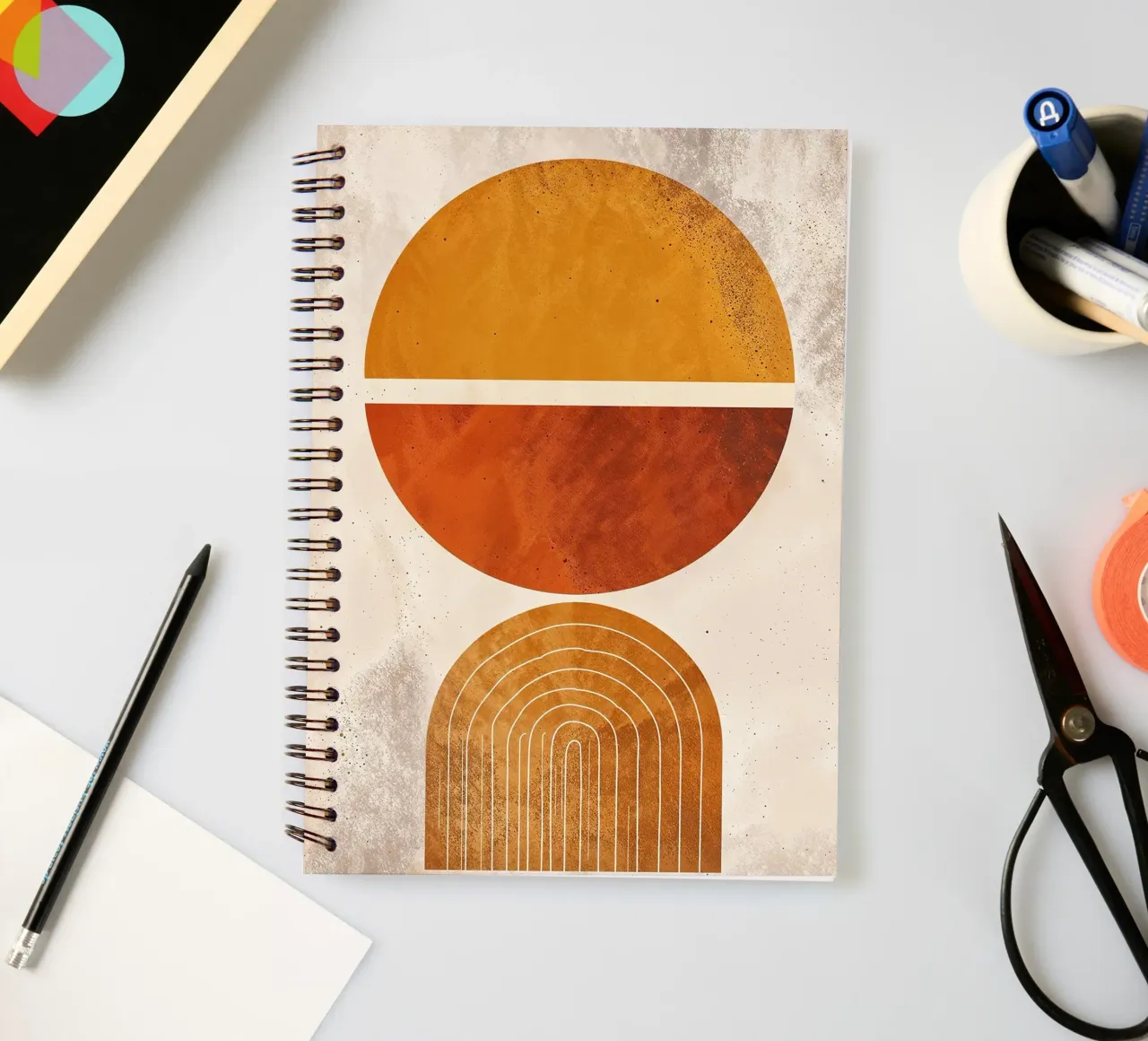 circle half-circle arc line pattern abstract spiral notebook by James Isaac Jackson