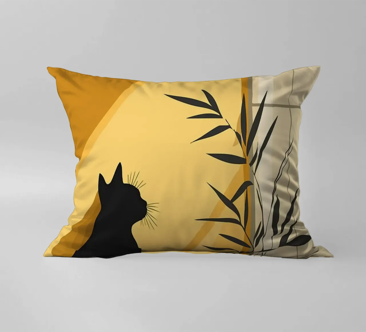pianta di gatto in vaso silhouette nera cuscino da James Isaac Jackson