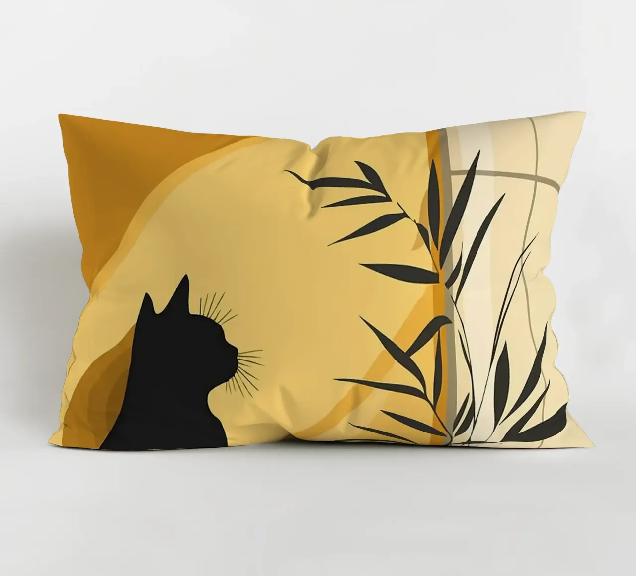 pianta di gatto in vaso silhouette nera cuscino da James Isaac Jackson