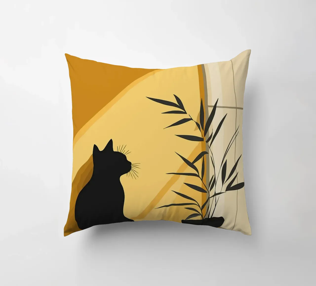 pianta di gatto in vaso silhouette nera cuscino da James Isaac Jackson
