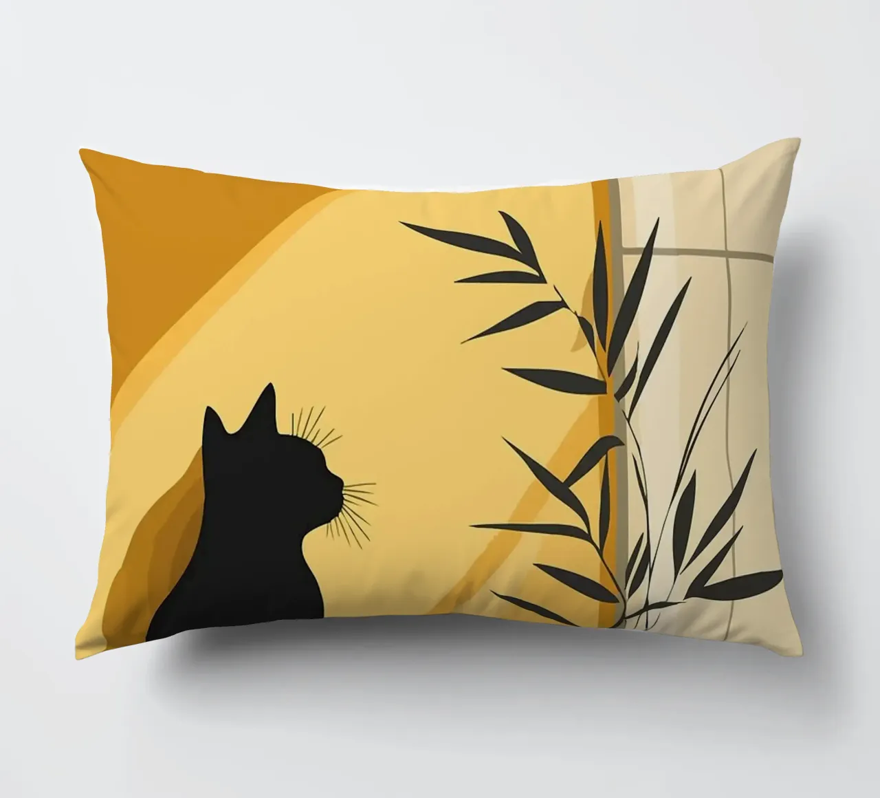 pianta di gatto in vaso silhouette nera cuscino da James Isaac Jackson