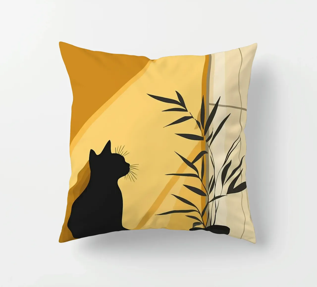 pianta di gatto in vaso silhouette nera cuscino da James Isaac Jackson