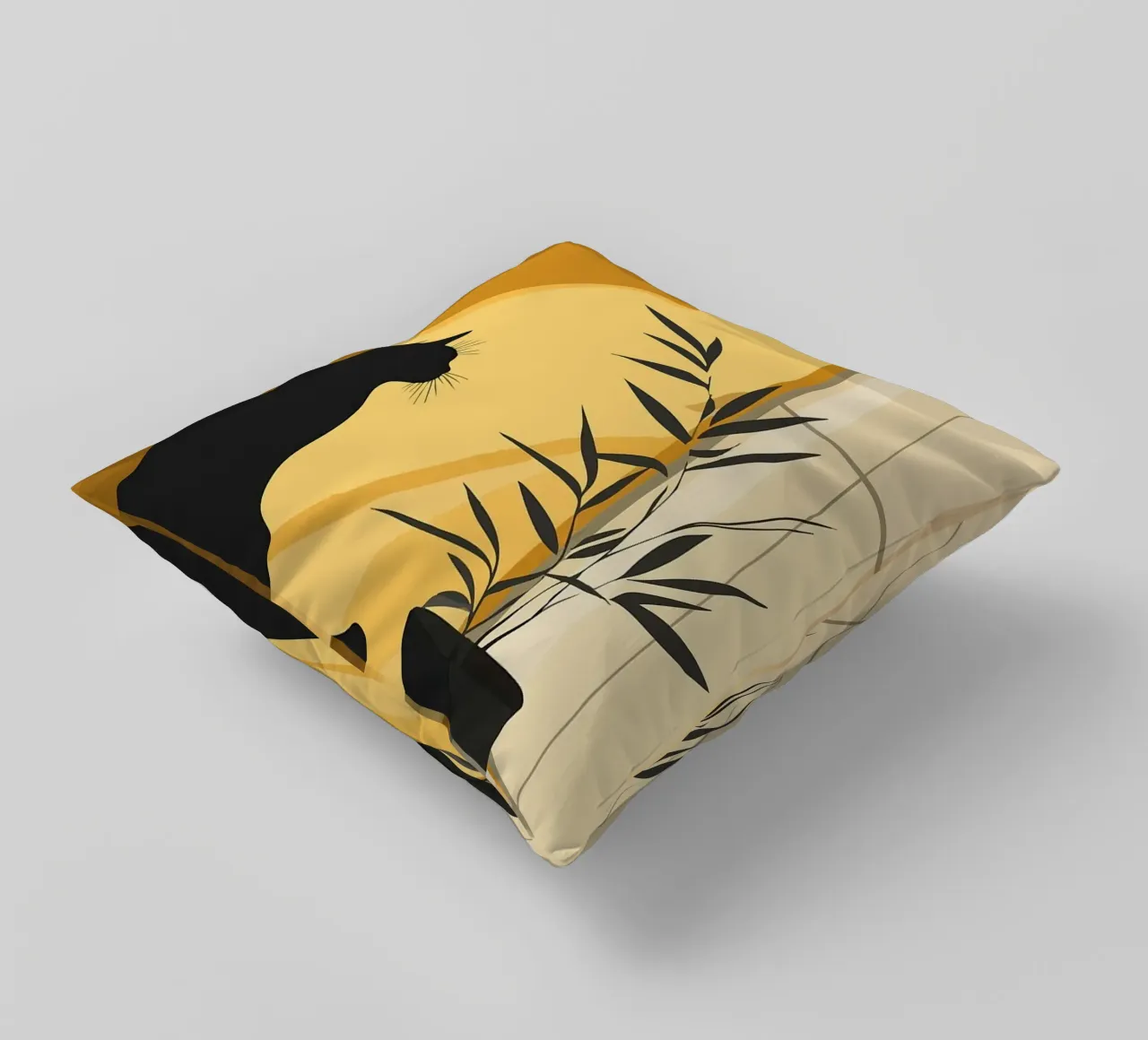 pianta di gatto in vaso silhouette nera cuscino da James Isaac Jackson