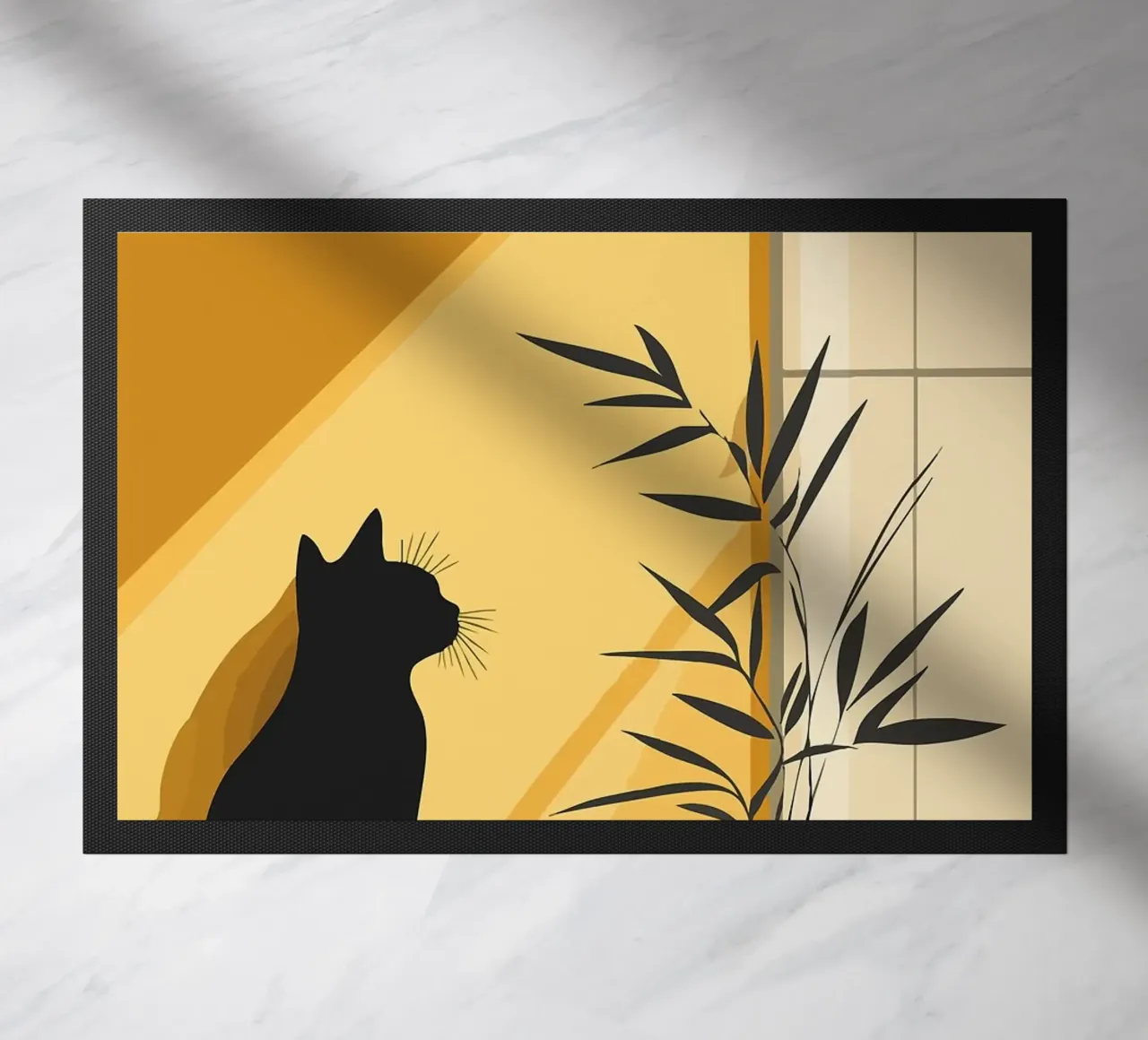 pianta di gatto in vaso silhouette nera zerbino da James Isaac Jackson