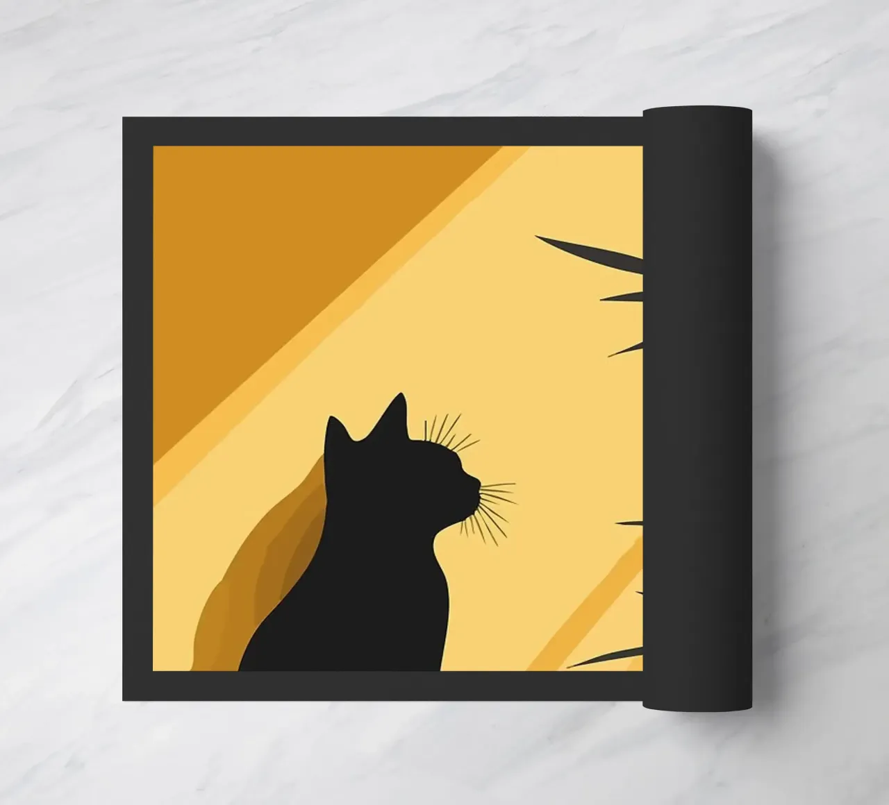 pianta di gatto in vaso silhouette nera zerbino da James Isaac Jackson