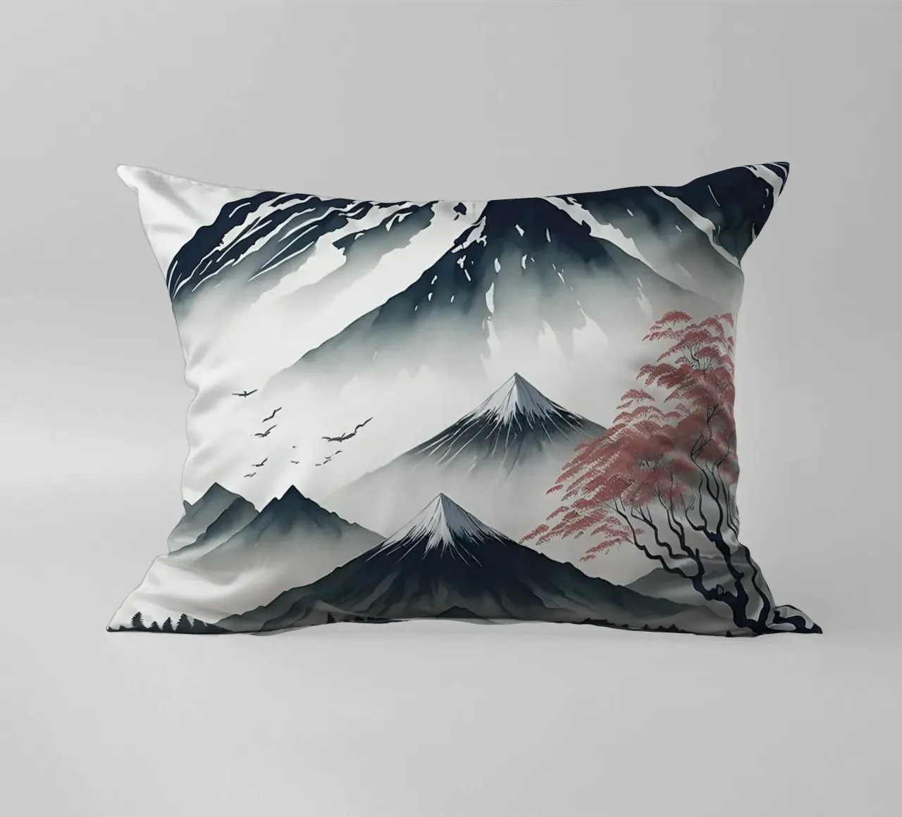 montagna neve lago albero riflessione cuscino da James Isaac Jackson